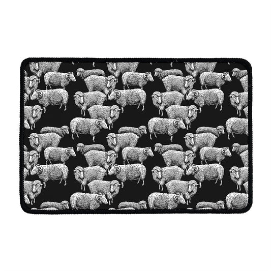 Black And White Sheep Pattern Print Kitchen Mat