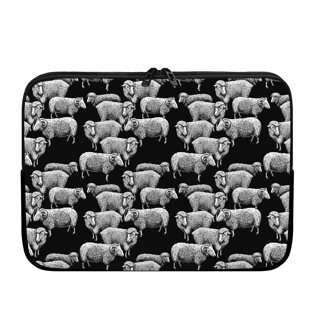 Black And White Sheep Pattern Print Laptop Sleeve