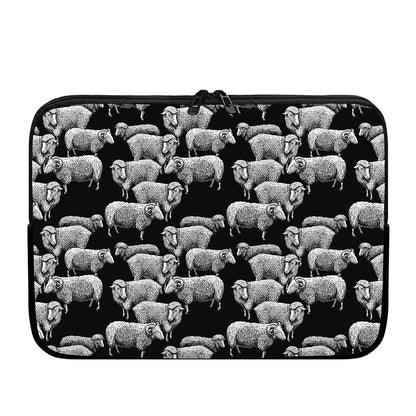 Black And White Sheep Pattern Print Laptop Sleeve