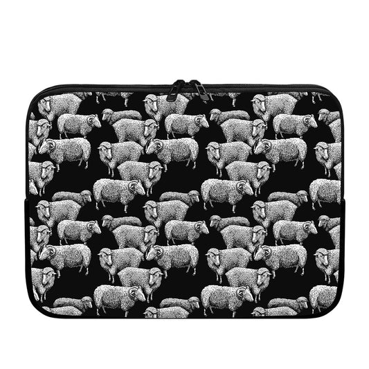 Black And White Sheep Pattern Print Laptop Sleeve