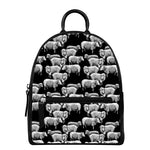 Black And White Sheep Pattern Print Leather Backpack