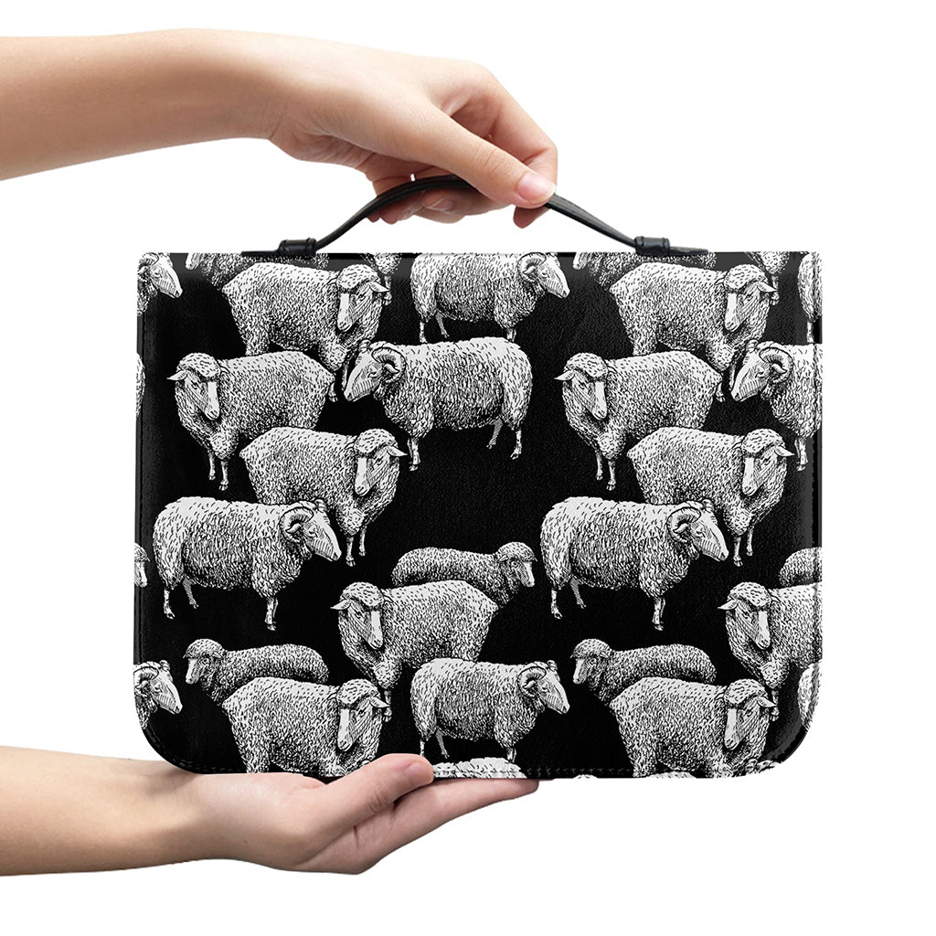 Black And White Sheep Pattern Print Leather Bible Cover