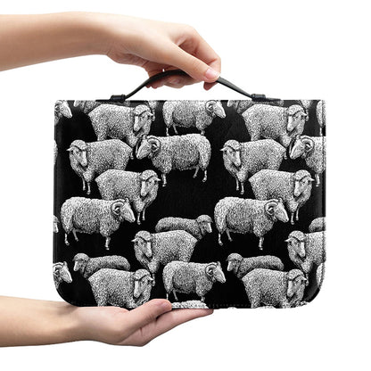 Black And White Sheep Pattern Print Leather Bible Cover