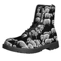 Black And White Sheep Pattern Print Lace-Up Boots