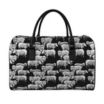 Black And White Sheep Pattern Print Leather Duffle Bag