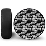 Black And White Sheep Pattern Print Leather Spare Tire Cover