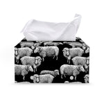 Black And White Sheep Pattern Print Leather Tissue Box Cover
