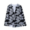 Black And White Sheep Pattern Print Long Sleeve Short Coat