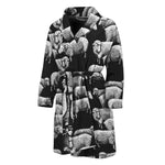 Black And White Sheep Pattern Print Men's Bathrobe
