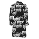 Black And White Sheep Pattern Print Men's Bathrobe