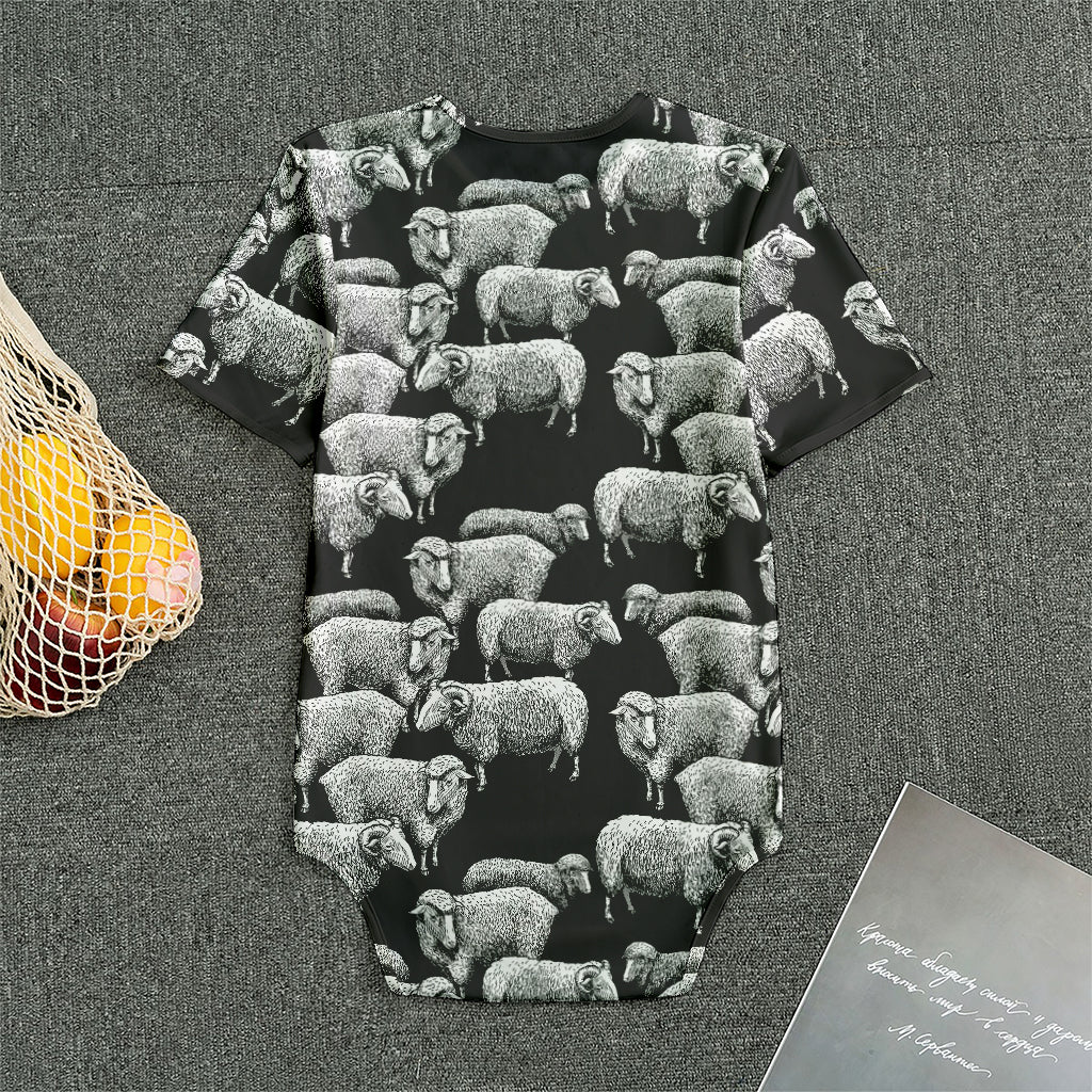 Black And White Sheep Pattern Print Men's Bodysuit
