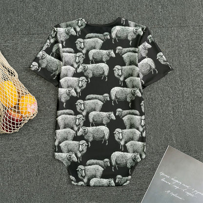 Black And White Sheep Pattern Print Men's Bodysuit