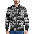 Black And White Sheep Pattern Print Men's Bomber Jacket