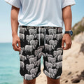 Black And White Sheep Pattern Print Men's Cargo Shorts