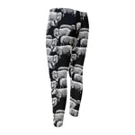 Black And White Sheep Pattern Print Men's Compression Pants