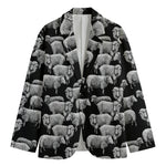 Black And White Sheep Pattern Print Men's Cotton Blazer