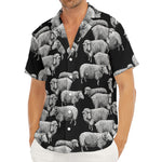 Black And White Sheep Pattern Print Men's Deep V-Neck Shirt