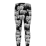 Black And White Sheep Pattern Print Men's leggings