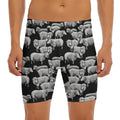 Black And White Sheep Pattern Print Men's Long Boxer Briefs