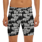 Black And White Sheep Pattern Print Men's Long Boxer Briefs