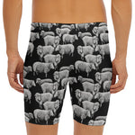 Black And White Sheep Pattern Print Men's Long Boxer Briefs