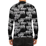 Black And White Sheep Pattern Print Men's Long Sleeve Rash Guard