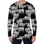 Black And White Sheep Pattern Print Men's Long Sleeve T-Shirt