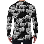 Black And White Sheep Pattern Print Men's Long Sleeve T-Shirt