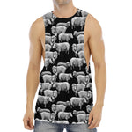 Black And White Sheep Pattern Print Men's Muscle Tank Top