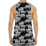 Black And White Sheep Pattern Print Men's Muscle Tank Top