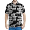 Black And White Sheep Pattern Print Men's Polo Shirt