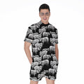 Black And White Sheep Pattern Print Men's Romper