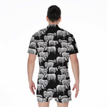 Black And White Sheep Pattern Print Men's Rompers