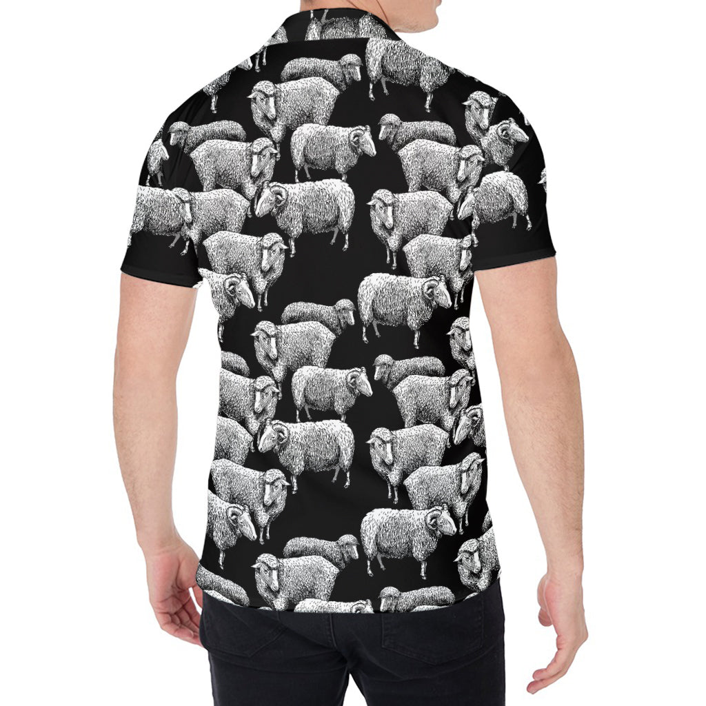 Black And White Sheep Pattern Print Men's Shirt