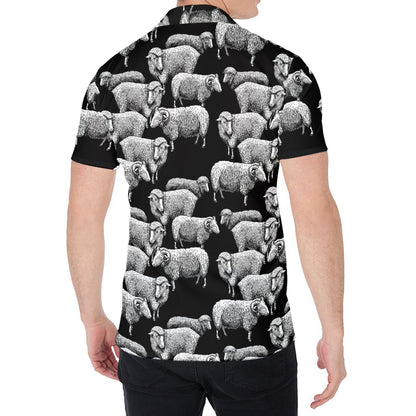 Black And White Sheep Pattern Print Men's Shirt