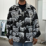 Black And White Sheep Pattern Print Men's Shirt Jacket