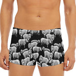 Black And White Sheep Pattern Print Men's Short Boxer Briefs
