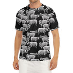Black And White Sheep Pattern Print Men's Short Sleeve Rash Guard