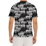 Black And White Sheep Pattern Print Men's Short Sleeve Rash Guard