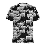 Black And White Sheep Pattern Print Men's Sports T-Shirt