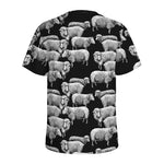 Black And White Sheep Pattern Print Men's Sports T-Shirt