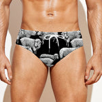 Black And White Sheep Pattern Print Men's Swim Briefs