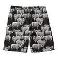 Black And White Sheep Pattern Print Men's Swim Trunks