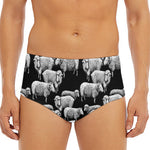 Black And White Sheep Pattern Print Men's Triangle Swim Briefs