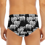Black And White Sheep Pattern Print Men's Triangle Swim Briefs