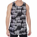 Black And White Sheep Pattern Print Men's Velvet Tank Top