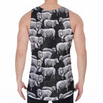 Black And White Sheep Pattern Print Men's Velvet Tank Top