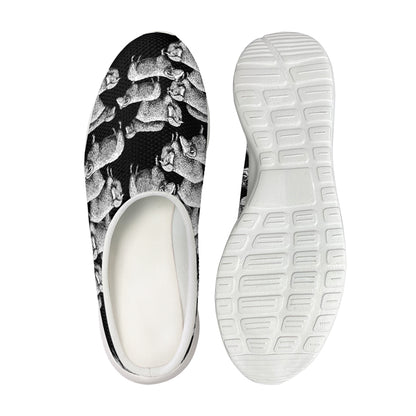 Black And White Sheep Pattern Print Mesh Casual Shoes