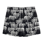 Black And White Sheep Pattern Print Mesh Shorts