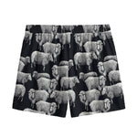 Black And White Sheep Pattern Print Mesh Shorts